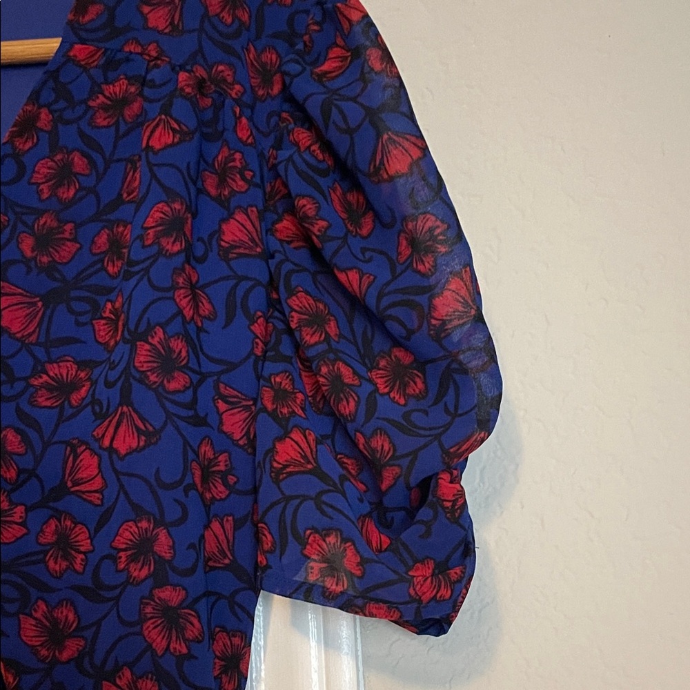 Disney Blue Maxi Dress with Red Floral Print - Picture 3 of 14